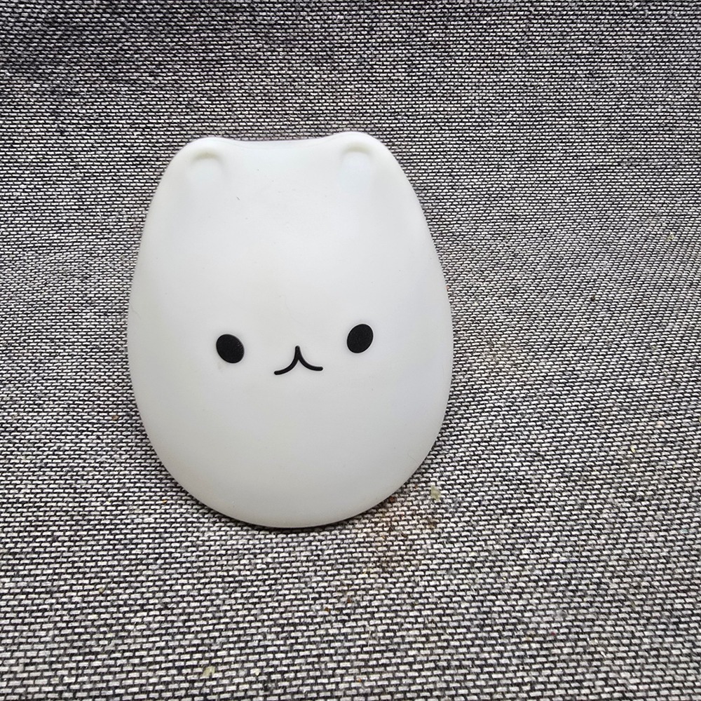 Cat Night Light Kawaii Silicone LED Color Changing OS White Excellent